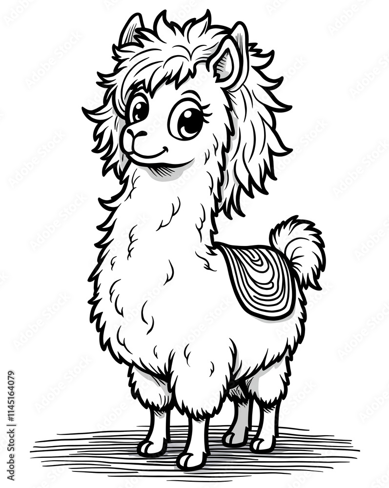 Fototapeta premium Cute Fluffy Llama with Big Eyes
