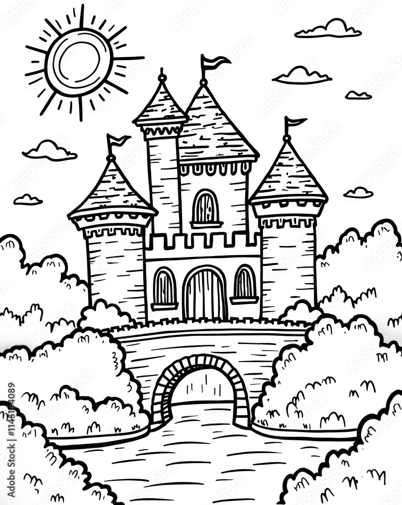 Medieval Fantasy Castle With Sunny Sky Medieval Fantasy Castle With Sunny Sky