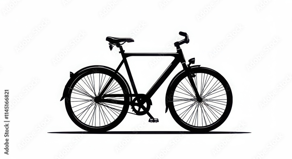 Fototapeta premium Cycle black and white Silhouette isolated background, Silhouette of a carbon fiber road racing bicycle