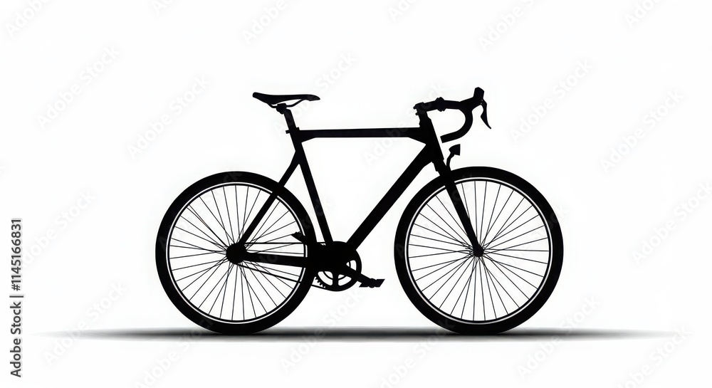 Fototapeta premium Cycle black and white Silhouette isolated background, Silhouette of a carbon fiber road racing bicycle