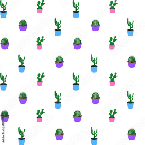Cactuses on pots pattern