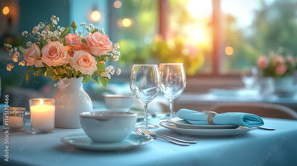 A luxurious dining table featuring neutral linens folded napkins and premium porcelain plates in a sophisticated environment A luxurious dining table featuring neutral linens folded napkins and premium porcelain plates in a sophisticated environment