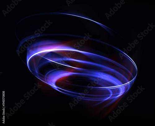 Glow swirl light effect. Circular lens flare. Abstract rotational lines. Power energy element. Luminous sci-fi. Shining neon lights. Magic arena. Swirl trail effect. Glint scene. Dynamic ellipse.