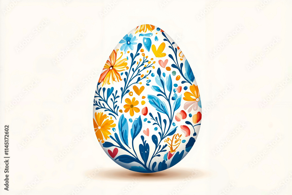 An easter egg with floral pattern An easter egg with floral pattern