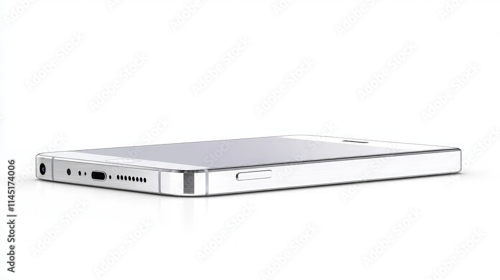 Sleek white smartphone on white background. Sleek white smartphone on white background.