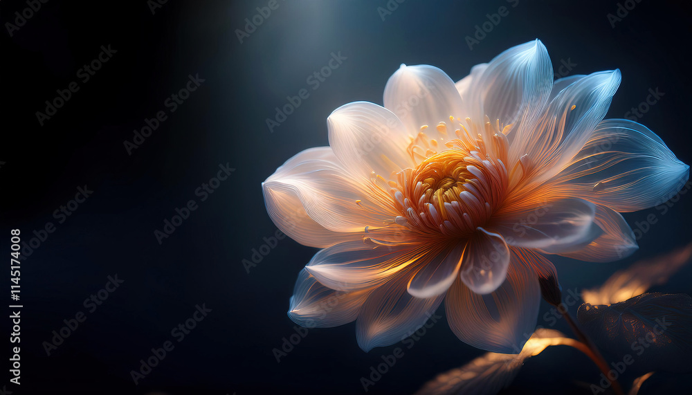 Delicate ethereal flower, generative ai Delicate ethereal flower, generative ai