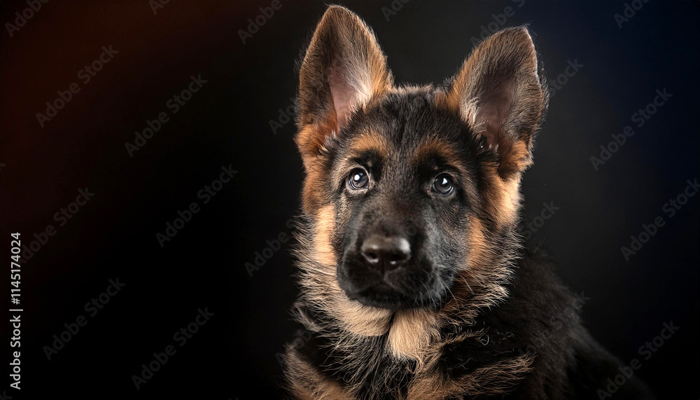 Portrait of cute german shepard puppy dog, generative ai Portrait of cute german shepard puppy dog, generative ai