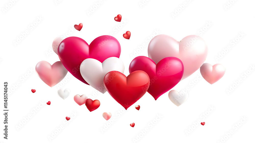 Hearts in red, white, and pink, perfect for Valentine's Day or other romantic occasions with Transparent Background Hearts in red, white, and pink, perfect for Valentine's Day or other romantic occasions with Transparent Background