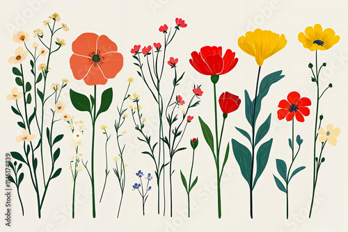 Fototapeta Naklejka Na Ścianę i Meble -  A bunch of different colored flowers on a white background