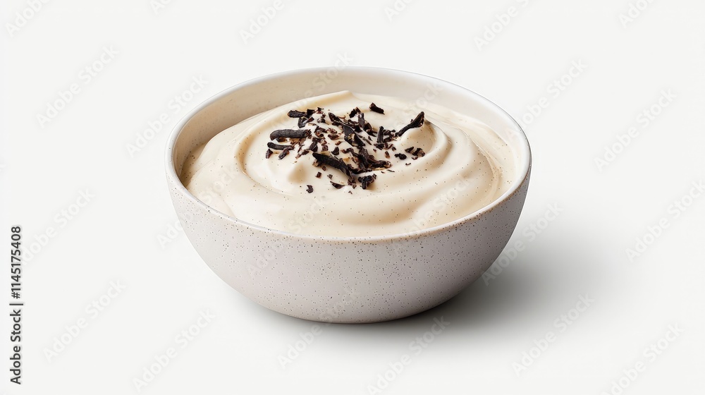 Creamy dessert in a bowl with chocolate shavings. Creamy dessert in a bowl with chocolate shavings.