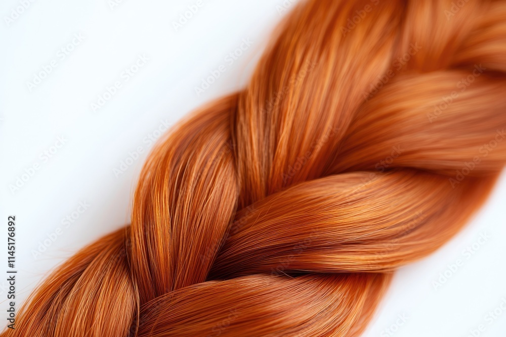 Close-Up of a Stunning Red Hair Braid on a Pure White Background, Showcasing Natural, Healthy Femininity and Elegance Close-Up of a Stunning Red Hair Braid on a Pure White Background, Showcasing Natural, Healthy Femininity and Elegance