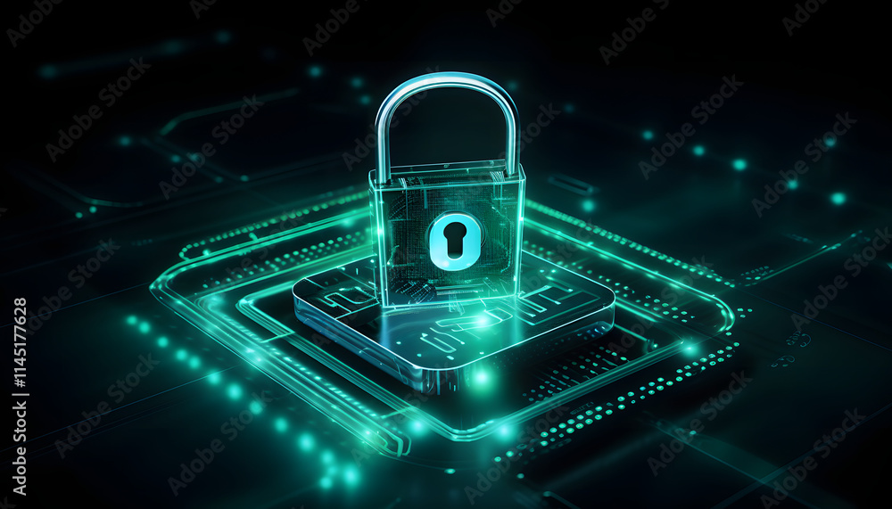 Cyber security and online data protection on internet. Cybersecurity, privacy, network technology. Encrypted data, holographic secure access system interface with lock icon.
Cyber security and online data protection on internet. Cybersecurity, privacy, network technology. Encrypted data, holographic secure access system interface with lock icon.