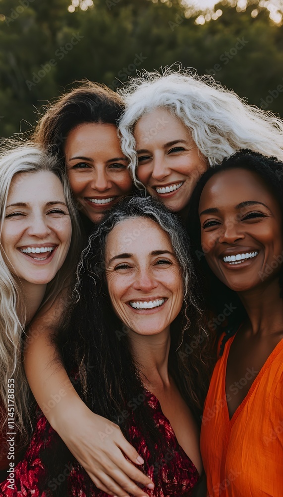 Smiling woman of different ages embracing her nature Smiling woman of different ages embracing her nature