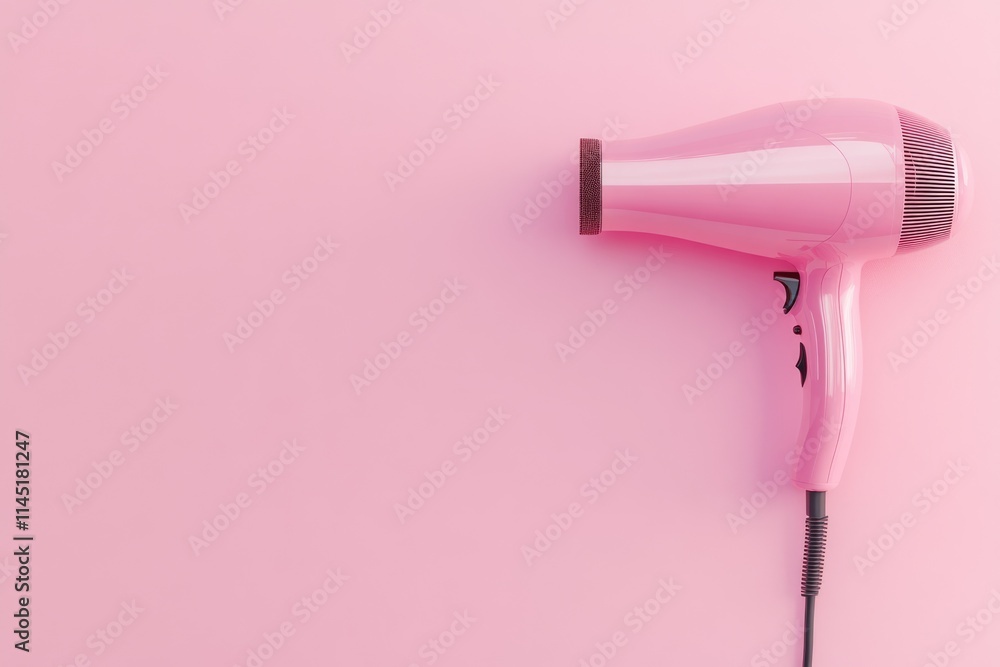Fototapeta premium Stylish Hairdressing Essentials Displayed on Soft Pink Backdrop with Ample Space for Your Text