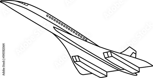 plane flying line vector illustration isolated on white background