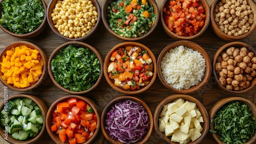 Vibrant salad bar with fresh ingredients and colorful toppings