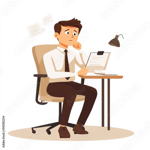 Contemplating office worker with folder