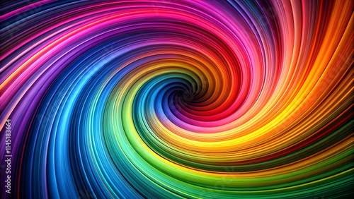 Vibrant Abstract Colorful Spiral Wave Wallpaper on Black Background.