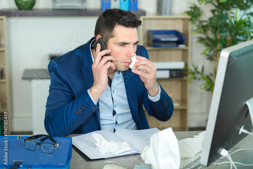 office worker still working even though sick