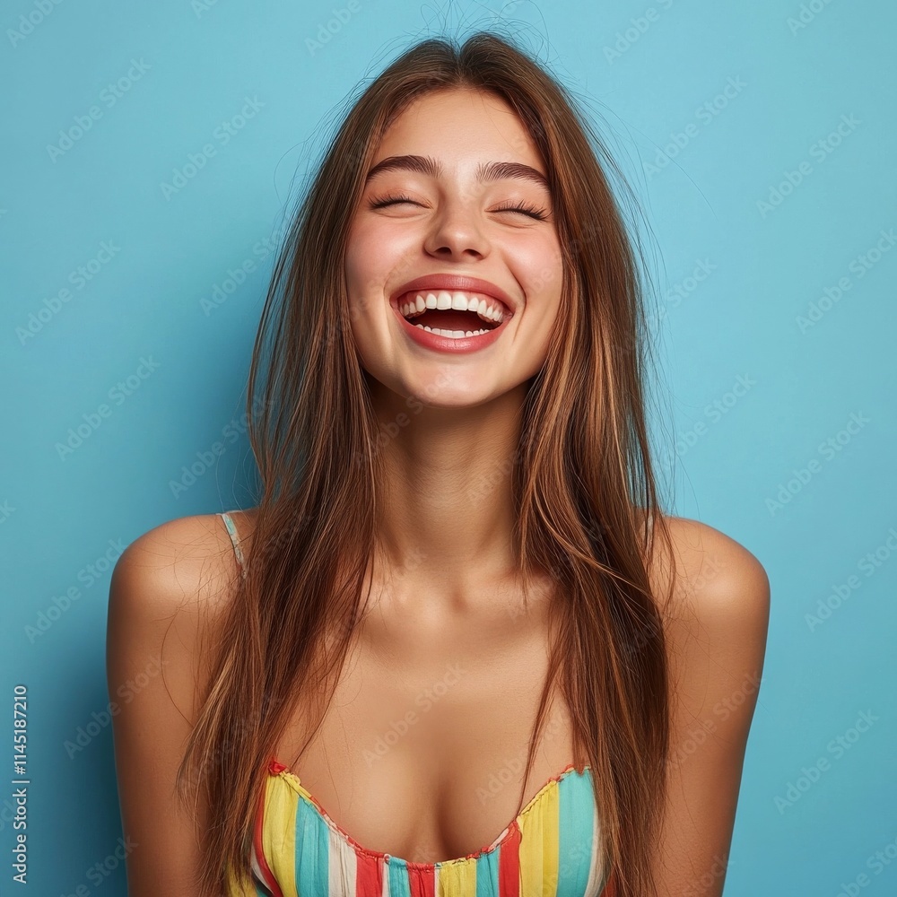 Smiling female enjoys summer holiday Smiling female enjoys summer holiday