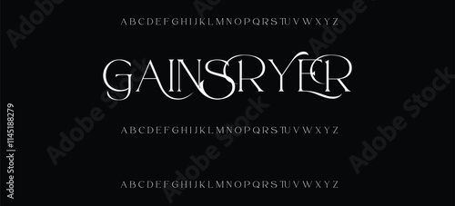 Luxury serif font in modern style. Elegant wedding alphabet letters font and number. Typography Luxury classic lettering serif fonts decorative vintage retro logo