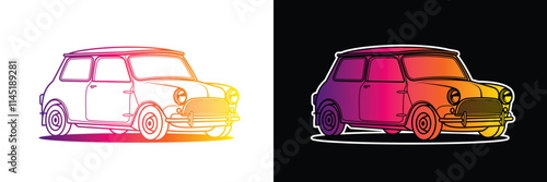 Racing retro car. Original vector illustration in vintage style.