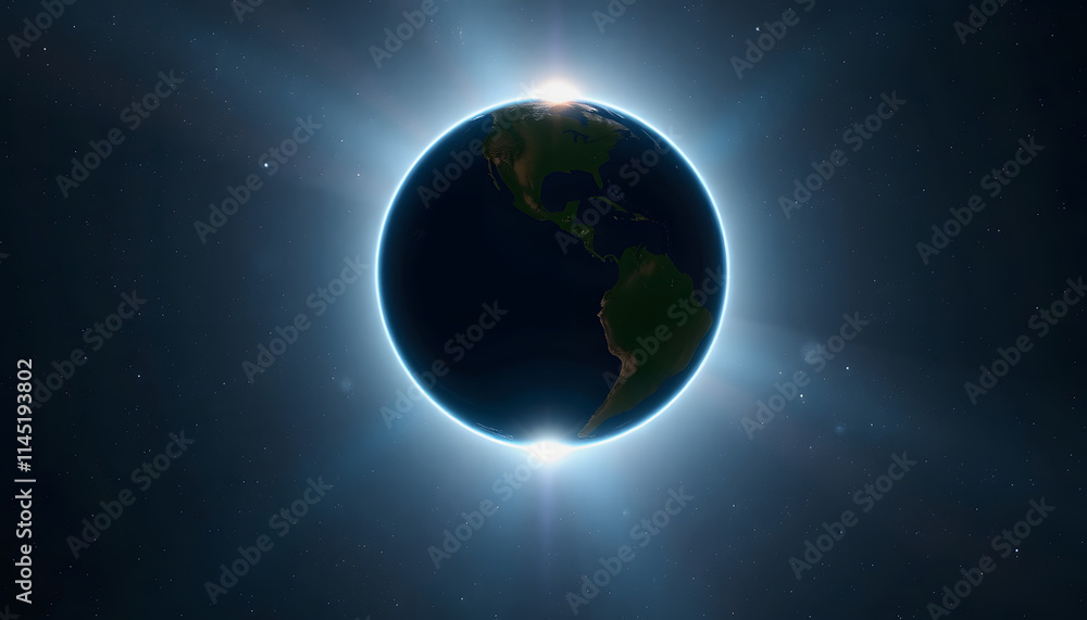 Obraz premium Planet Earth Solar Eclipse Space Galaxy