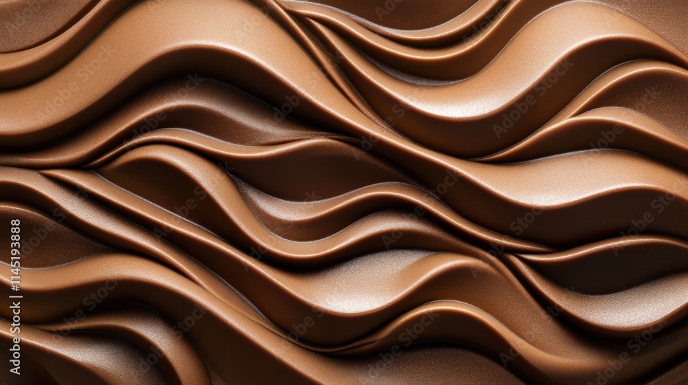 Fototapeta premium Mocha Mousse A wavy, sculptural pattern in mocha tones, with smooth flowing textures creating a dynamic and artistic appearance