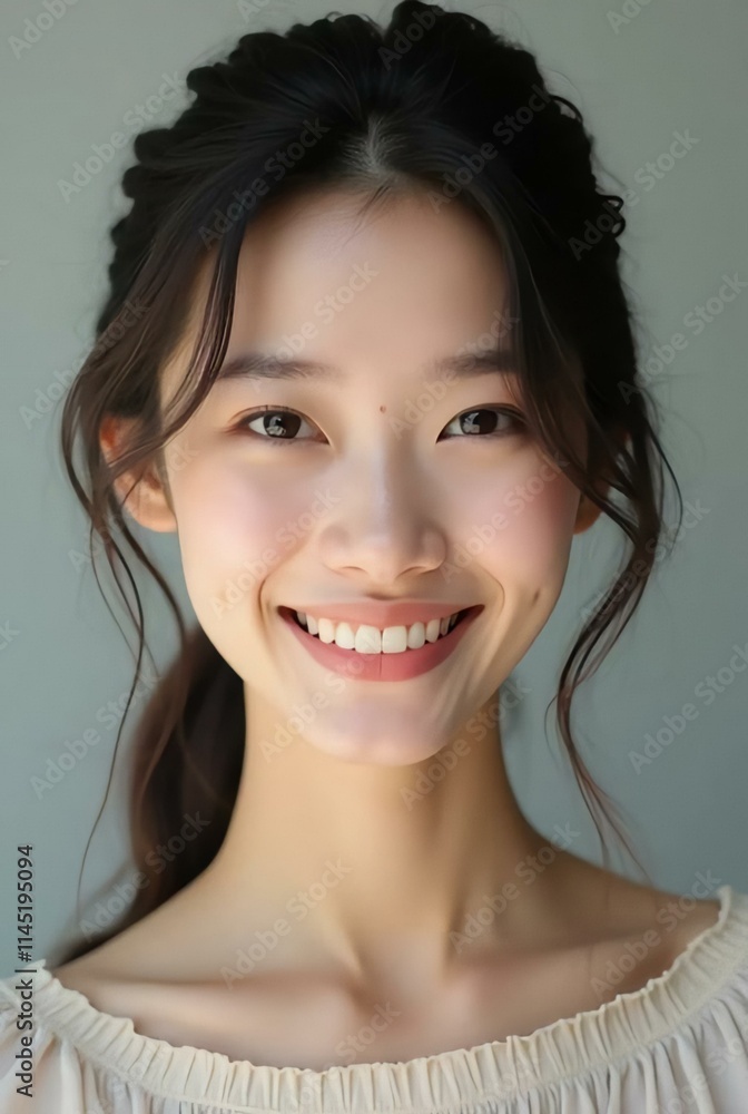 Photo Realistic picture, asian woman smile in portraits Photo Realistic picture, asian woman smile in portraits