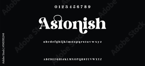 Elegant minimalist serif alphabet display font vector. Decorative typography style