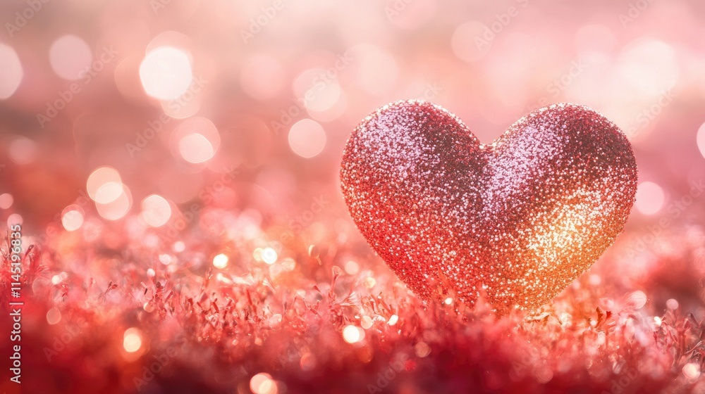 Obraz premium Glimmering Heart Shaped Decoration on Blurred Background