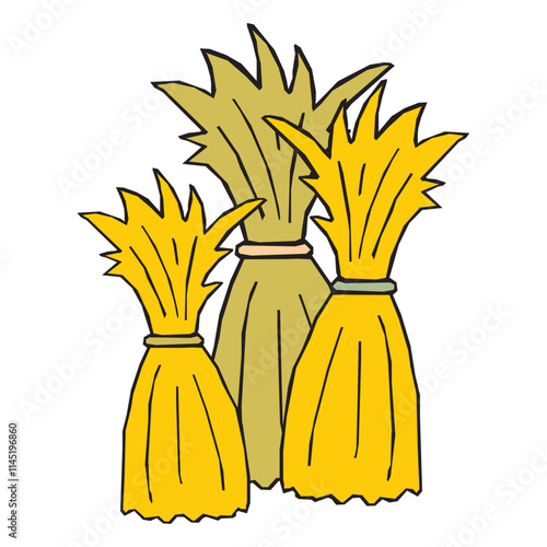 corn haystack in rectangular bundle with ropes, countryside farm agriculture haystack vector