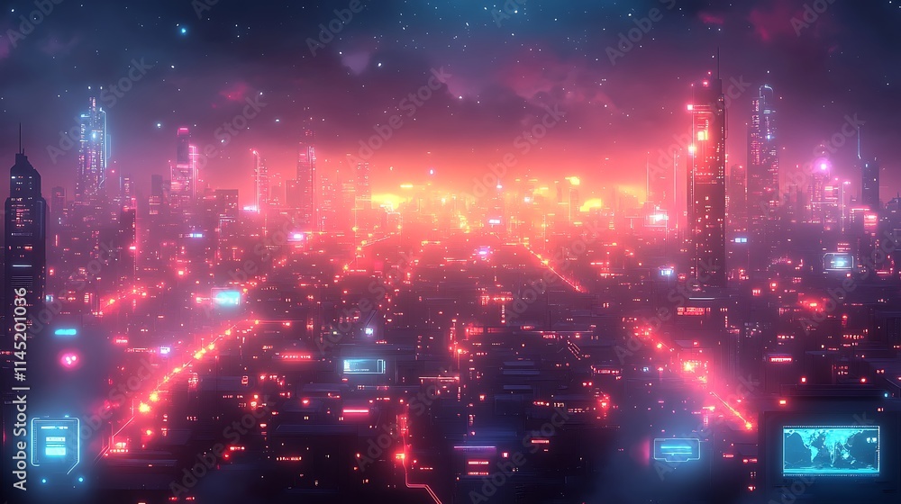 Glowing glitch photo effect on a digital map interface with pixelated neon distortion around the borders