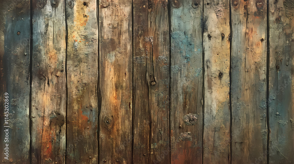 Rough, weathered, dark brown wooden plank with deep grooves and scratches, showcasing a worn, distressed, and aged texture with a grungy, organic feel. Lichenous. Illustration Rough, weathered, dark brown wooden plank with deep grooves and scratches, showcasing a worn, distressed, and aged texture with a grungy, organic feel. Lichenous. Illustration