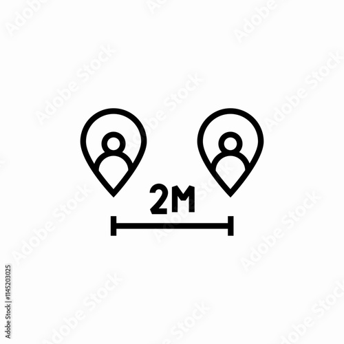 social distance between icon sign vector