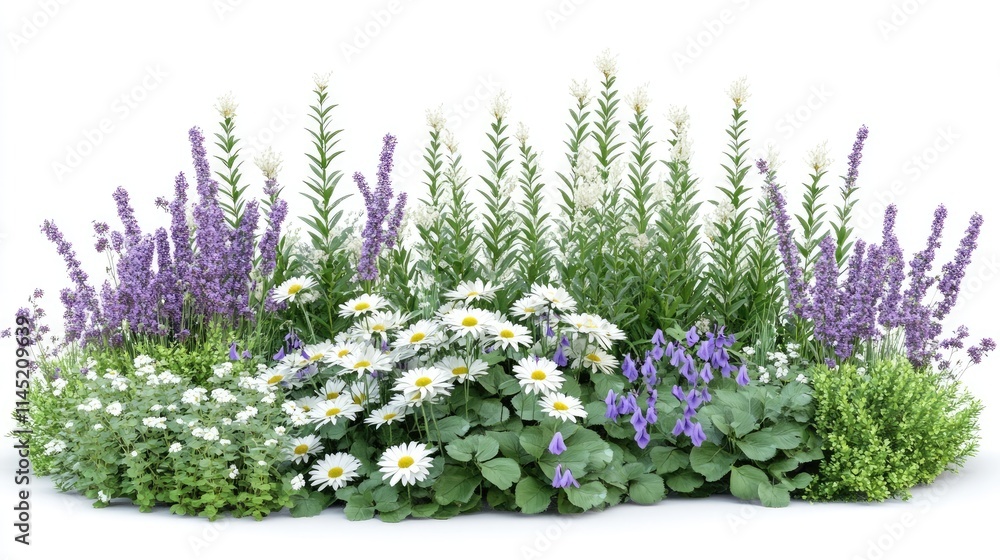 Obraz premium Colorful Arrangement of Fresh Flowers with Green Foliage in Bloom