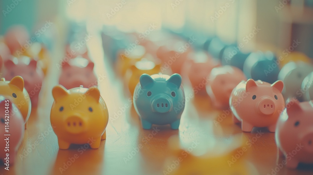 Obraz premium Piggy banks participate in a retreat to learn about investing and saving