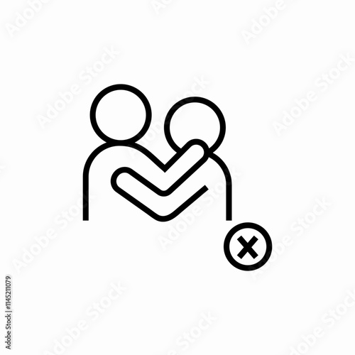 hugs prohibited icon sign vector