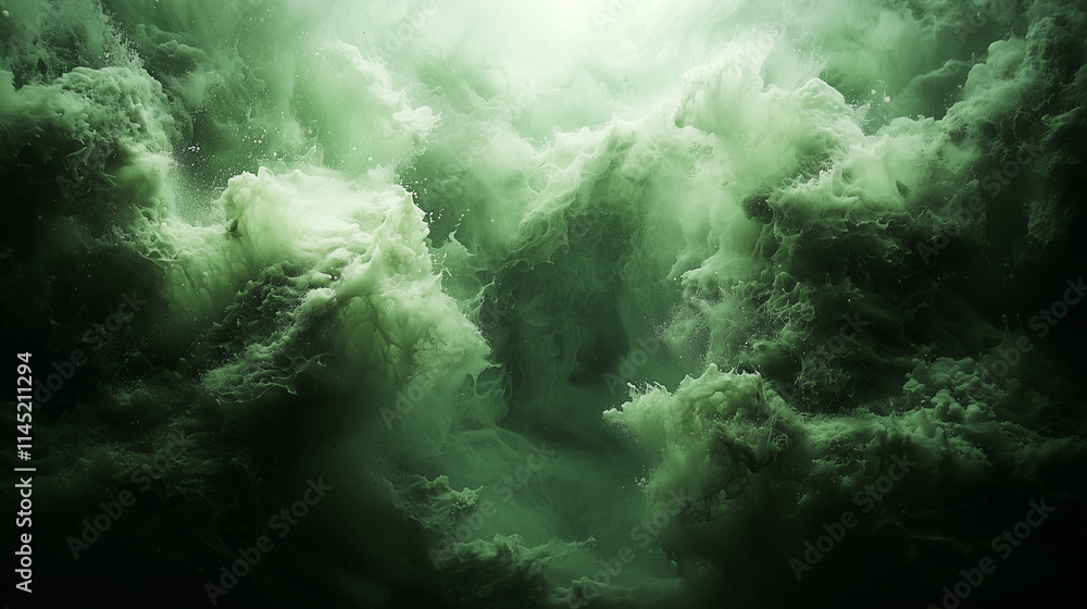 A turbulent and frothy green ocean wave, showing dramatic splashes and foam. A turbulent and frothy green ocean wave, showing dramatic splashes and foam.