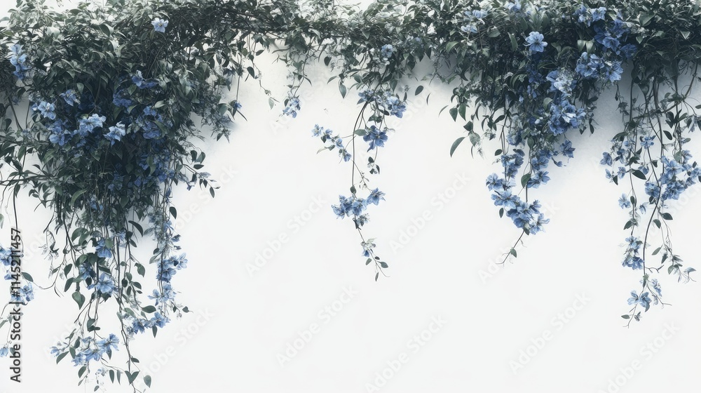 Obraz premium Elegant Blue Flowers Draped on a Soft Neutral Background