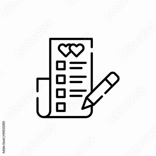 wedding guests check list icon sign vector