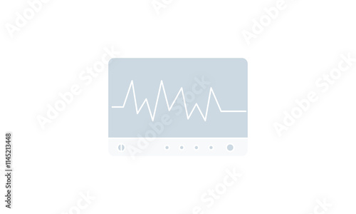ECG, Health, Device, Isolated, Display, Equipment, Medical, Chart, Heart, Pulse, Technology, Machine free vector image icon