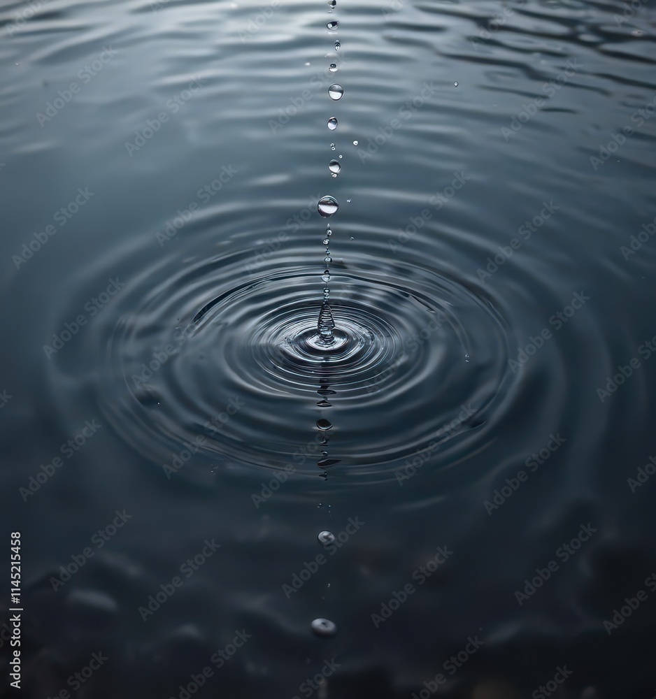Droplet falls onto calm water surface, creating a ripple effect, water, optics, fluid Droplet falls onto calm water surface, creating a ripple effect, water, optics, fluid