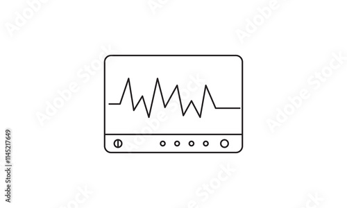 ECG, Health, Device, Isolated, Display, Equipment, Medical, Chart, Heart, Pulse, Technology, Machine free vector image icon