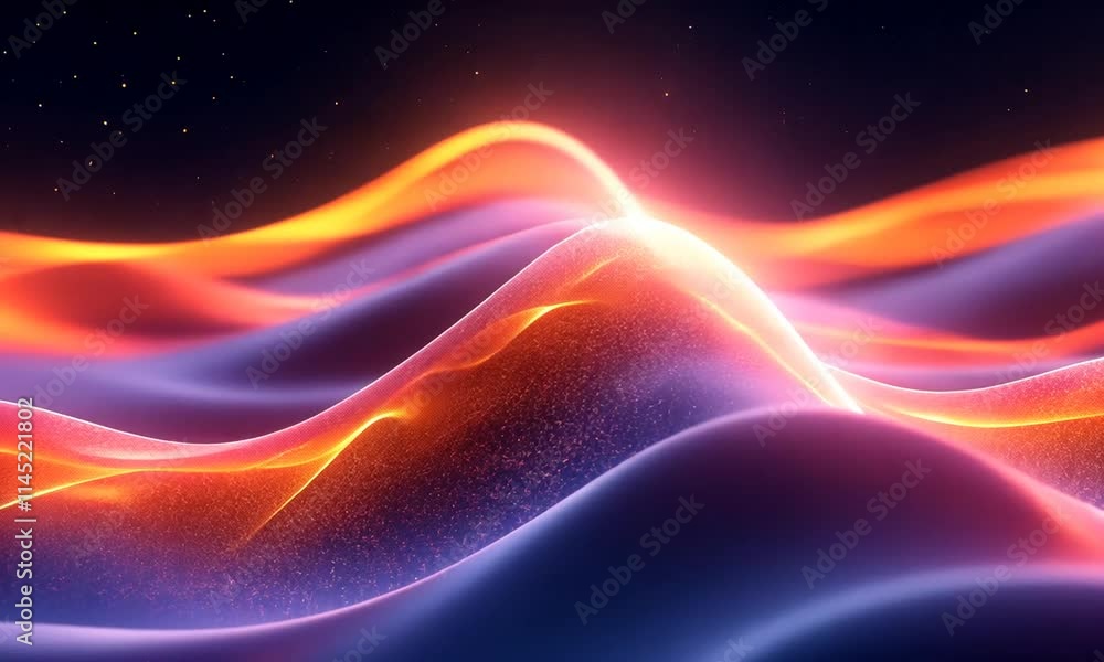 Vibrant abstract waves with glowing particles, creating a dynamic and ethereal visual experience. Vibrant abstract waves with glowing particles, creating a dynamic and ethereal visual experience.