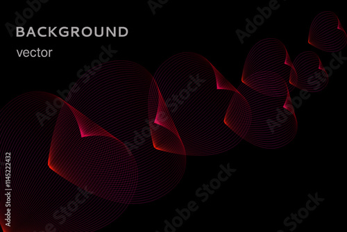 abstract hearts on a black background, declaration of love
