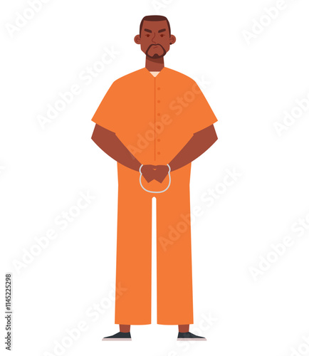 african prisoner chained in handcuffs