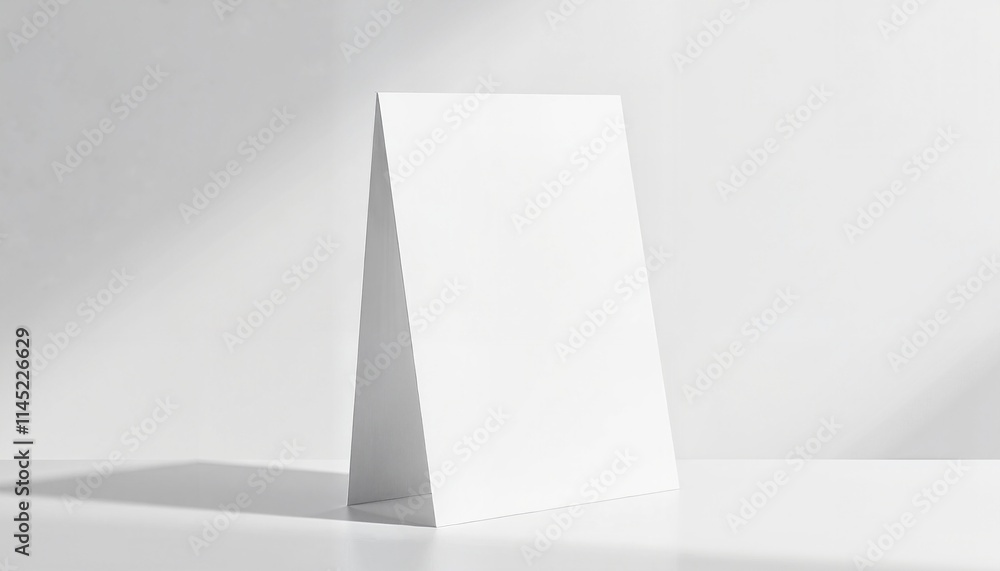 Fototapeta premium Blank invitation mockup in minimal style with soft shadows on a white table