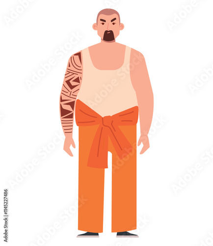prisoner man with tattoos
