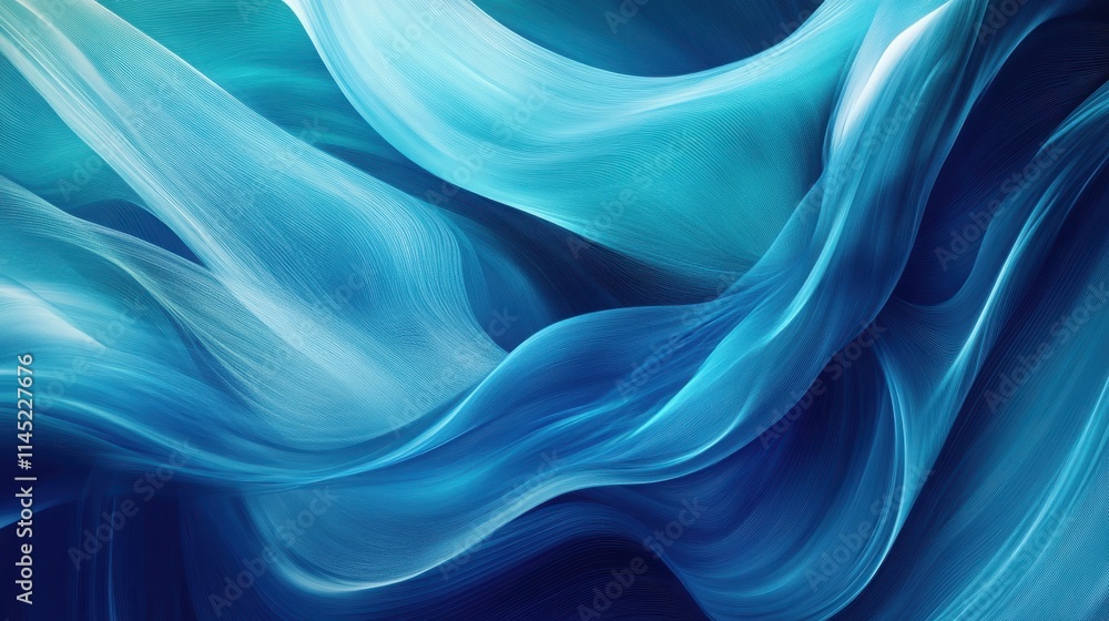 Obraz premium Abstract Blue Waves Flowing Dynamically